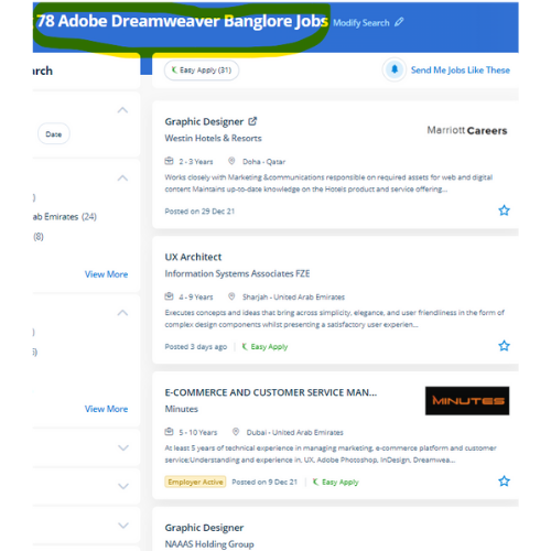 Adobe Dreamweaver internship jobs in Sharjah