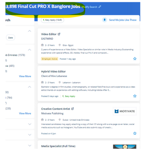 Final Cut Pro X internship jobs in Ajman